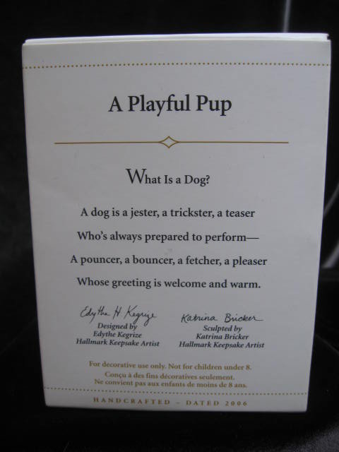 Hallmark 2006 A PLAYFUL PUP or Puppy Dog Christmas Tree Ornament Special Dog