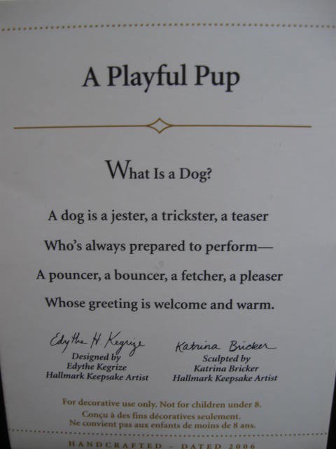 Hallmark 2006 A PLAYFUL PUP or Puppy Dog Christmas Tree Ornament Special Dog