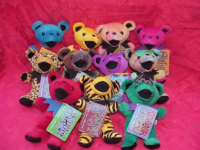 11 Liquid Blue Grateful Dead Beanie Bears - Complete Set of Series I - Set of 11 Bears