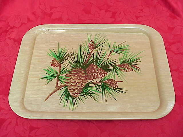4 Metal Serving Trays Pine Cone Design - 6 Sets Available