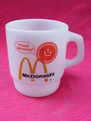 Fire King Anchor Hocking McDonalds McDonald's Good Morning Blush Version Stackable Milk Glass Mug