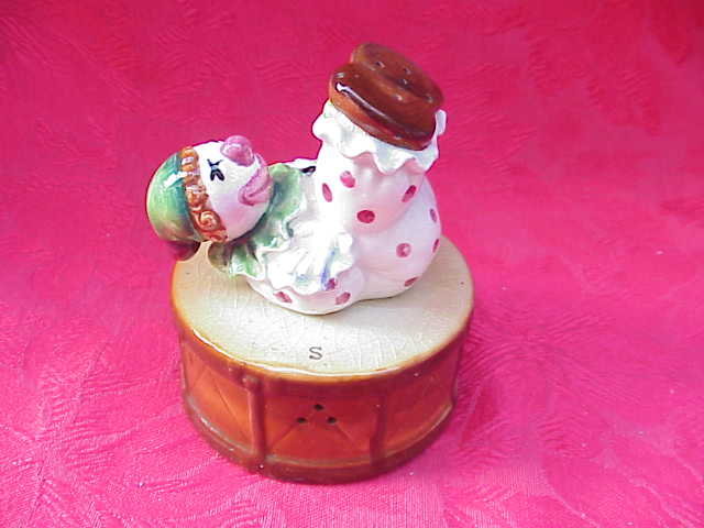 Vintage Stacker Clown & Drum Salt & Pepper Shakers