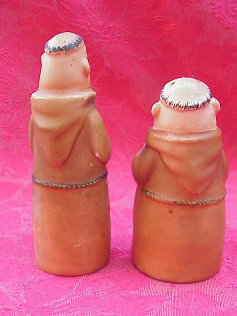 Vintage Singing & Drinking Monks Bisque Salt & Pepper Shakers
