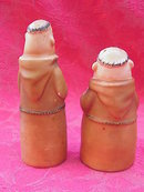 Vintage Singing & Drinking Monks Bisque Salt & Pepper Shakers