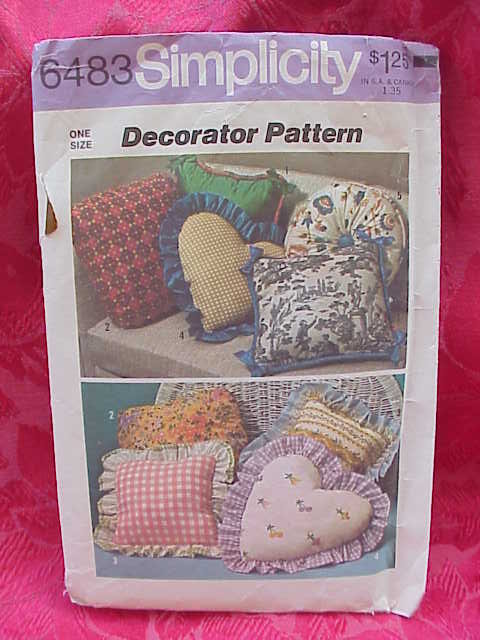 Vintage Decorative Throw Pillows Simplicity 6483 Sewing Pattern