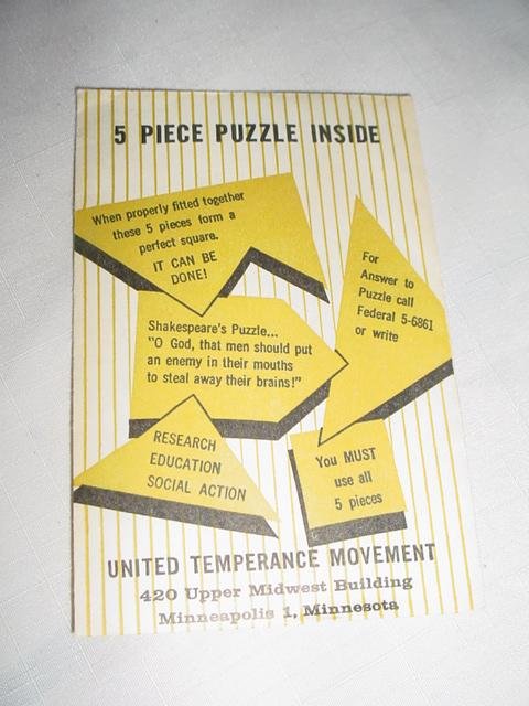 United Temperance Movement 5 Piece Rebus Paper Puzzle AA