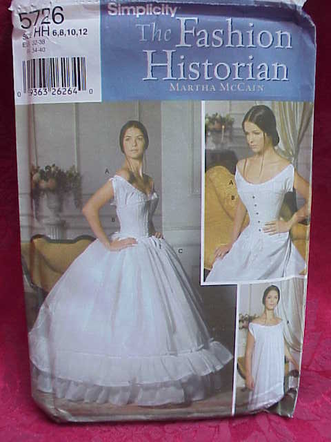 Simplicity 55726 Misses' Chemise corset Petticoat Civil War Halloween Costume Sewing Pattern Size HH 6 8 10 12