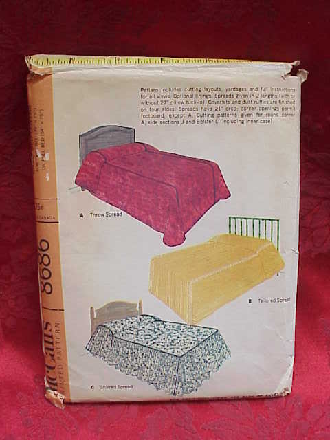 New Vintage McCall's Bedspread Bed Cover Throw Tailored Shirred Spreads + More Sewing Pattern 1960's