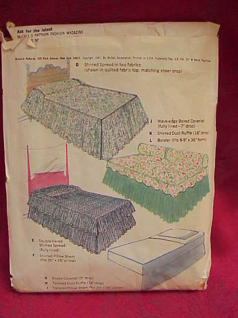 New Vintage McCall's Bedspread Bed Cover Throw Tailored Shirred Spreads + More Sewing Pattern 1960's