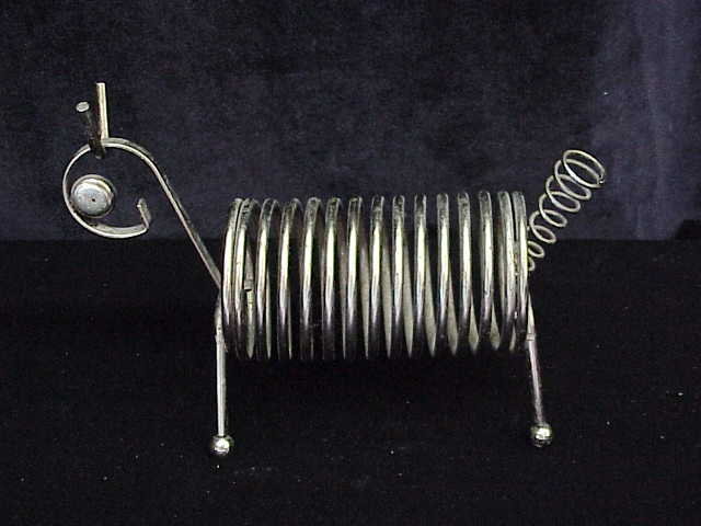 Vintage Wire Metal Dog Letter / Mail or Bills & Pen Holder