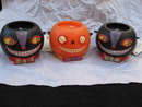 3 Department 56 Halloween Black Cats & Orange Jack O Lantern Candles