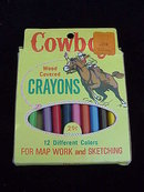 Vintage Cowboy Wood Covered Crayons Pencils