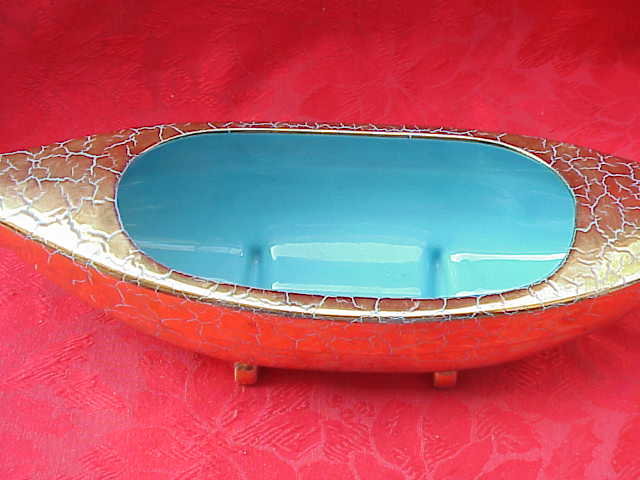 Vintage Gold & Turquoise Oriental Boat Planter
