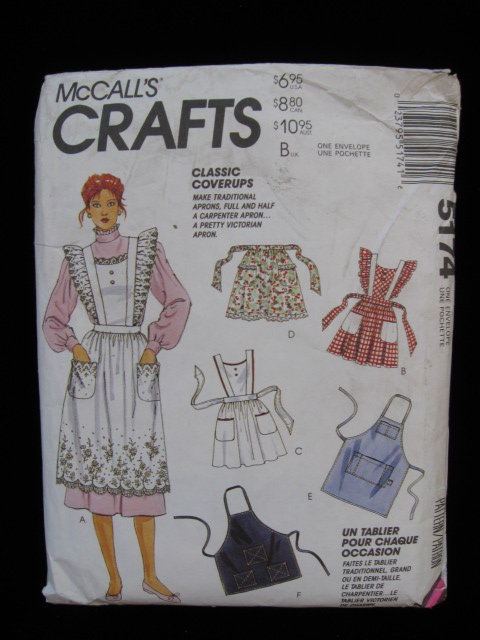 McCall's Crafts Apron Sewing Pattern Bib Apron & Half Aprons