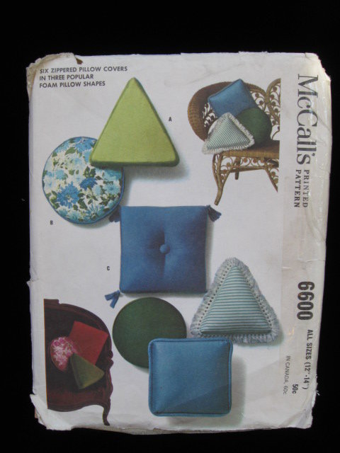 McCall's Six Zippered Pillow Covers Vintage Sewing Pattern