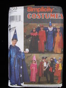 Simplicity 9703 Child's Witch Devil Wizard Snow White Princess Pirate Ninja Clown Halloween Costume Sewing Pattern