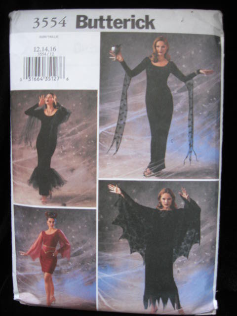 Butterick 3554 Misses' Elvira Sexy Vampire Halloween Costume Sewing Pattern Size 12, 14,16
