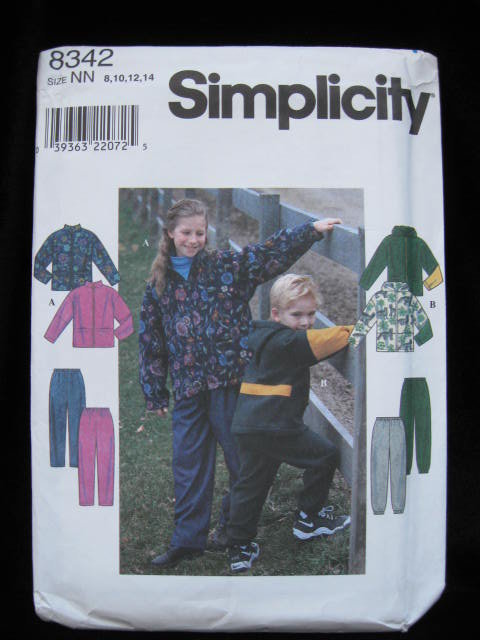 New Simplicity Child's Girls' & Boys' Jacket & Pants Sewing Pattern Size NN 8, 10, 12,14