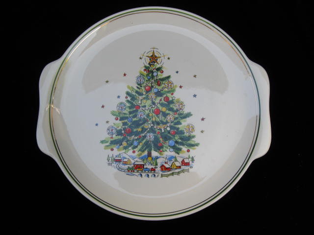 Vintage Salem CHRISTMAS EVE Porcelain Plate Platter With Tree & Train Plate by Victor Schreckengost