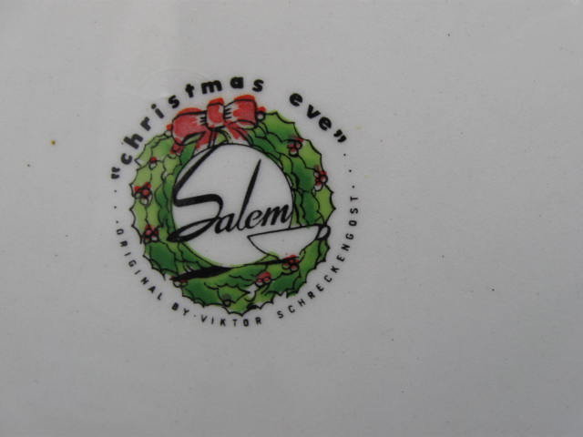 Vintage Salem CHRISTMAS EVE Porcelain Plate Platter With Tree & Train Plate by Victor Schreckengost