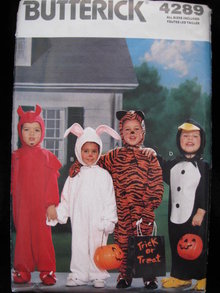 Butterick 4289 Toddler's Halloween Devil Rabbit Tiger Penguin Costume Sewing Pattern Size 1 2 3 4