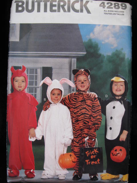 Butterick 4289 Toddler's Halloween Devil Rabbit Tiger Penguin Costume Sewing Pattern Size 1 2 3 4