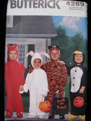 Butterick 4289 Toddler's Halloween Devil Rabbit Tiger Penguin Costume Sewing Pattern Size 1 2 3 4