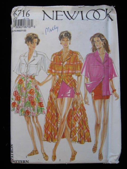 Sexy Simplicity New Look 6716 Summer Skirt Shirt Shorts Sewing Pattern Size 6 8 10 12 14 16 70's or 80's
