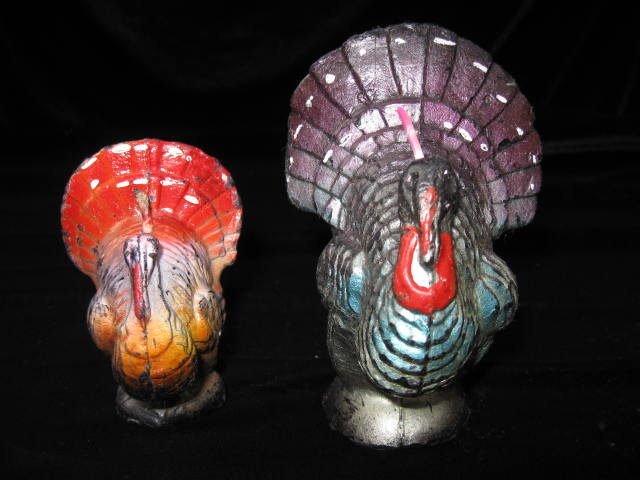 2 Vintage Gurley Fall & Thanksgiving Turkey Candles