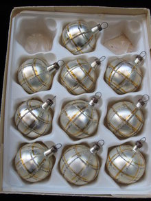 10 Kurt Adler Santa's World Gold & Silver Czechoslovakia Glass Christmas Tree Ornaments In Original Box