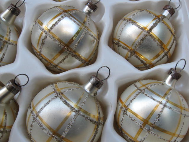 10 Kurt Adler Santa's World Gold & Silver Czechoslovakia Glass Christmas Tree Ornaments In Original Box