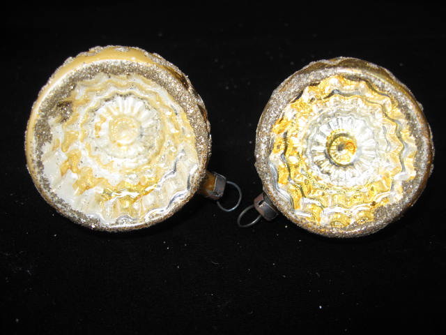 10 Kurt Adler Santa's World Gold Czechoslovakia Some Triple Indent Glass Christmas Tree Ornaments In Original Box