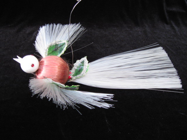 Vintage Christmas Large Spun Satin Plastic Bird Watcher