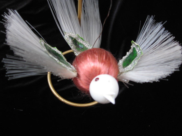 Vintage Christmas Large Spun Satin Plastic Bird Watcher