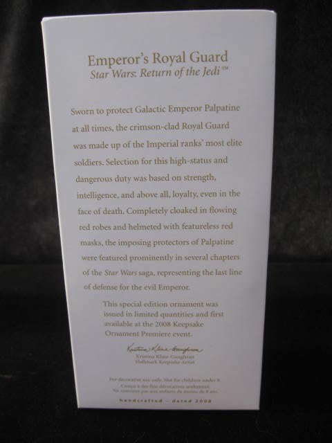 Hallmark 2008 Star Wars EMPEROR'S ROYAL GUARD Star Wars Return Of The Jedi Limited Quantity Christmas Tree Ornament