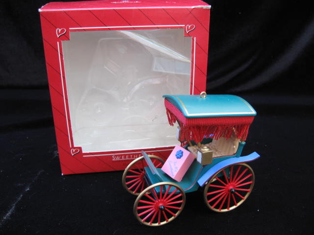 Hallmark 1987 Sweetheart Fringed Surrey Carriage Valentine's Day or Christmas Tree Ornament