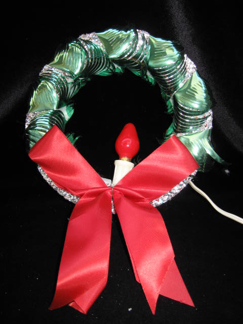 3 Green Foil Christmas Wreaths Lights 2 In Original Boxes