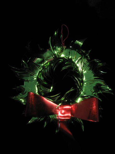 3 Green Foil Christmas Wreaths Lights 2 In Original Boxes