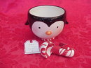 Hallmark 2007 Christmas Penguin Treat Dip Ice Cream Ceramic Bowl & Candy Cane Spoon