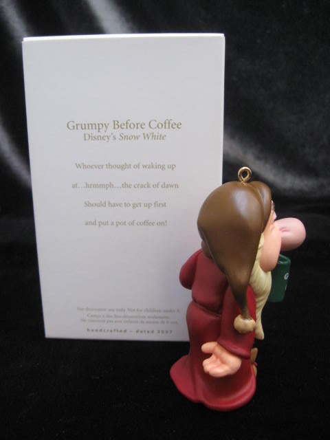 Hallmark 2007 GRUMPY BEFORE COFFEE Walt Disney Snow White Coffee Lover Christmas Tree Ornament