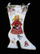 Vintage Felt Christmas Stocking with Angel Retro Christmas