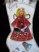 Vintage Felt Christmas Stocking with Angel Retro Christmas