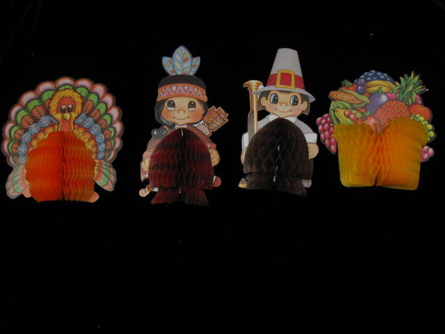 (9) Nine Thanksgiving Paper Decorations - Beistle Banners & 4 Honeycomb + More