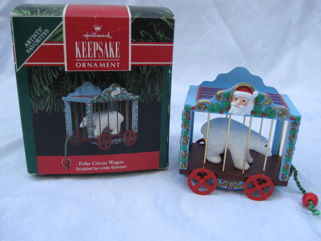 Hallmark 1991 POLAR CIRCUS WAGON Christmas Tree Ornament Polar Bear