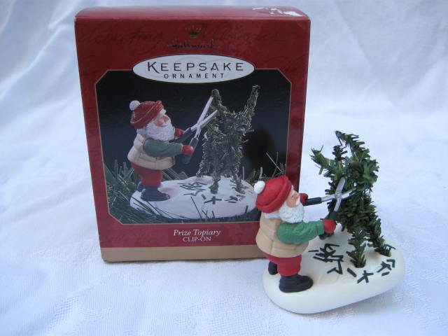 Hallmark 1997 Prize Topiary Santa & Deer Shrub Christmas Tree Garden Gardening Ornament
