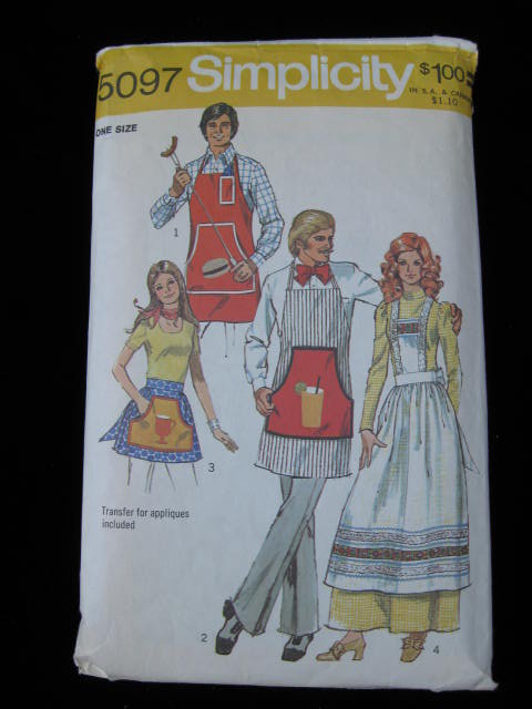 Simplicity # 5097 Men's & Misses' Apron Sewing Pattern With Transfers One Size