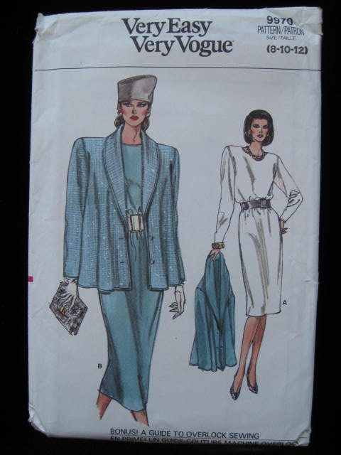 Vintage Vogue 9970 Jacket & Dress Sewing Pattern Size Misses' Size 8 10 12 1980's