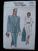 Vintage Vogue 9970 Jacket & Dress Sewing Pattern Size Misses' Size 8 10 12 1980's