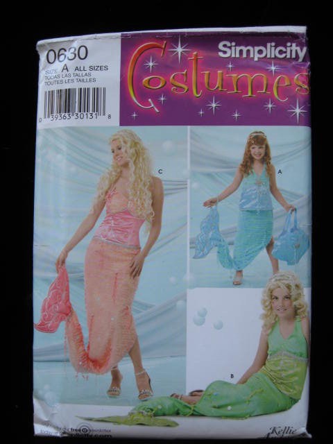 Simplicity 0630 Mermaid Halloween Costume Sewing Pattern Child's Girls' & Misses' All Sizes