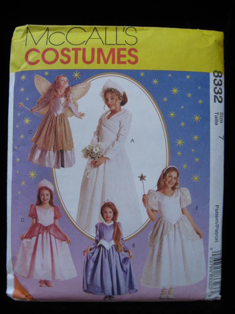 McCall's 8332 Children's & Girls' Princess Bride Fairy Halloween Costume Sewing Pattern Size 7 Talle